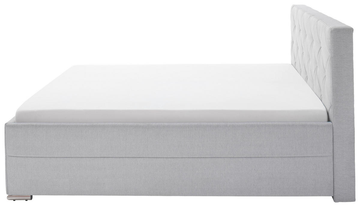 POLSTERBETT 180/200 cm,  in Hellgrau,  - Chromfarben/Hellgrau, KONVENTIONELL, Textil/Metall (180/200cm) - Livetastic