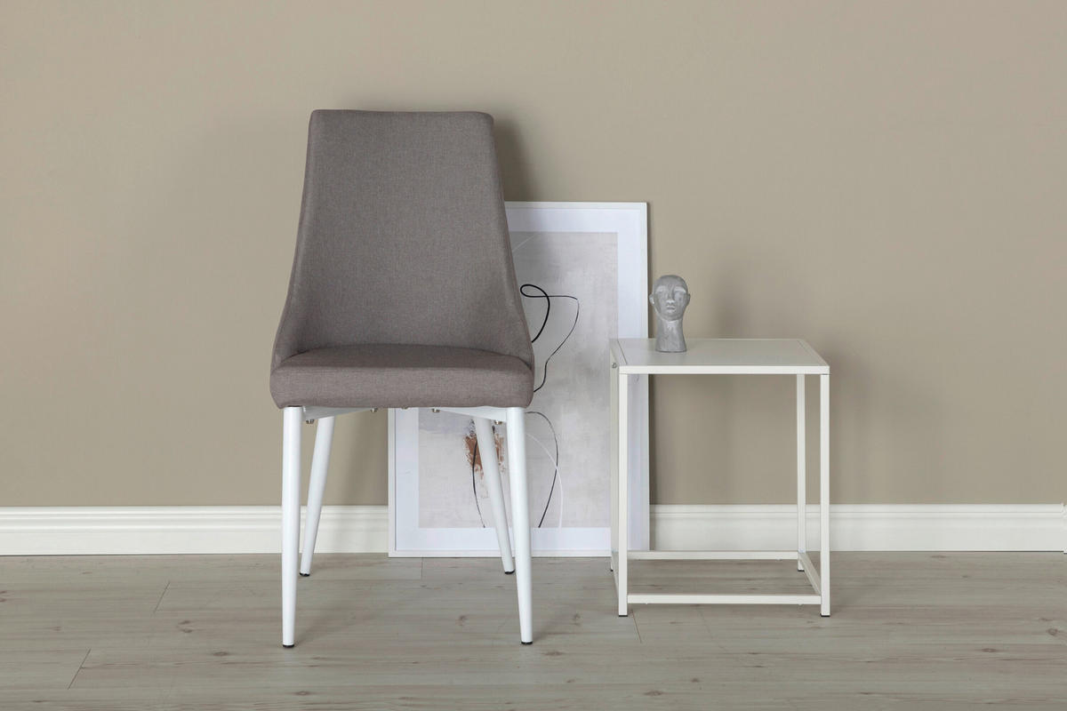 STUHL  in Stahl Metall, Textil  - Weiß/Grau, Design, Textil/Metall (47/91/63cm) - Livetastic