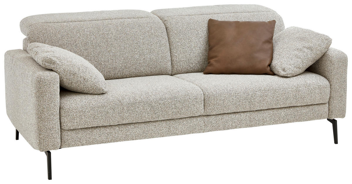 3-SITZER-SOFA Chenille Sandfarben  - Sandfarben/Schwarz, Design, Textil/Metall (210/82/107cm) - Dieter Knoll