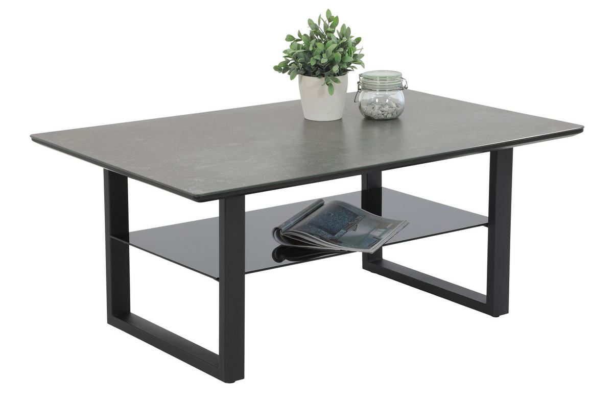 COUCHTISCH Farbglas 105/69/45 cm rechteckig Anthrazit, Schwarz  - Anthrazit/Schwarz, Basics, Glas/Holzwerkstoff (105/69/45cm) - Boxxx