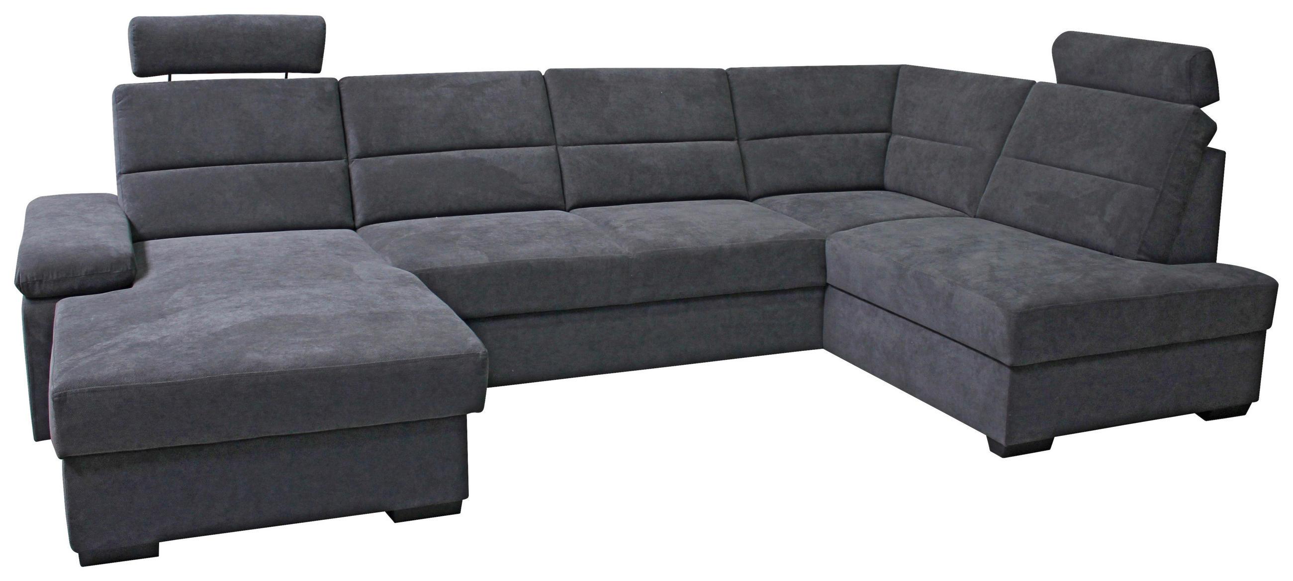ECKSOFA in Webstoff Anthrazit   - Anthrazit/Dunkelbraun, Design, Kunststoff/Textil (166/319/183cm) - Livetastic