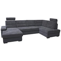 ECKSOFA in Webstoff Anthrazit   - Anthrazit/Dunkelbraun, Design, Kunststoff/Textil (166/319/183cm) - Livetastic