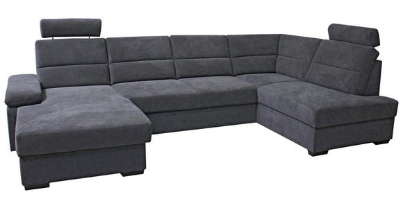 WOHNLANDSCHAFT in Flachgewebe Anthrazit  - Anthrazit/Dunkelbraun, KONVENTIONELL, Kunststoff/Textil (166/319/183cm) - Cantus