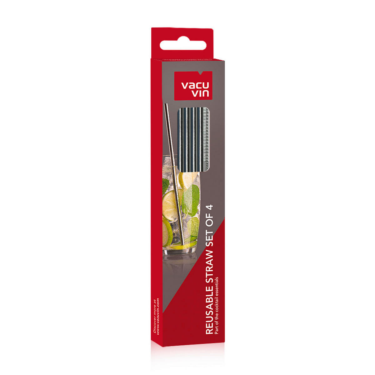 SET SLAMČICA - boja aluminijuma, Osnovno, metal (5/1.8/25cm) - Vacu Vin