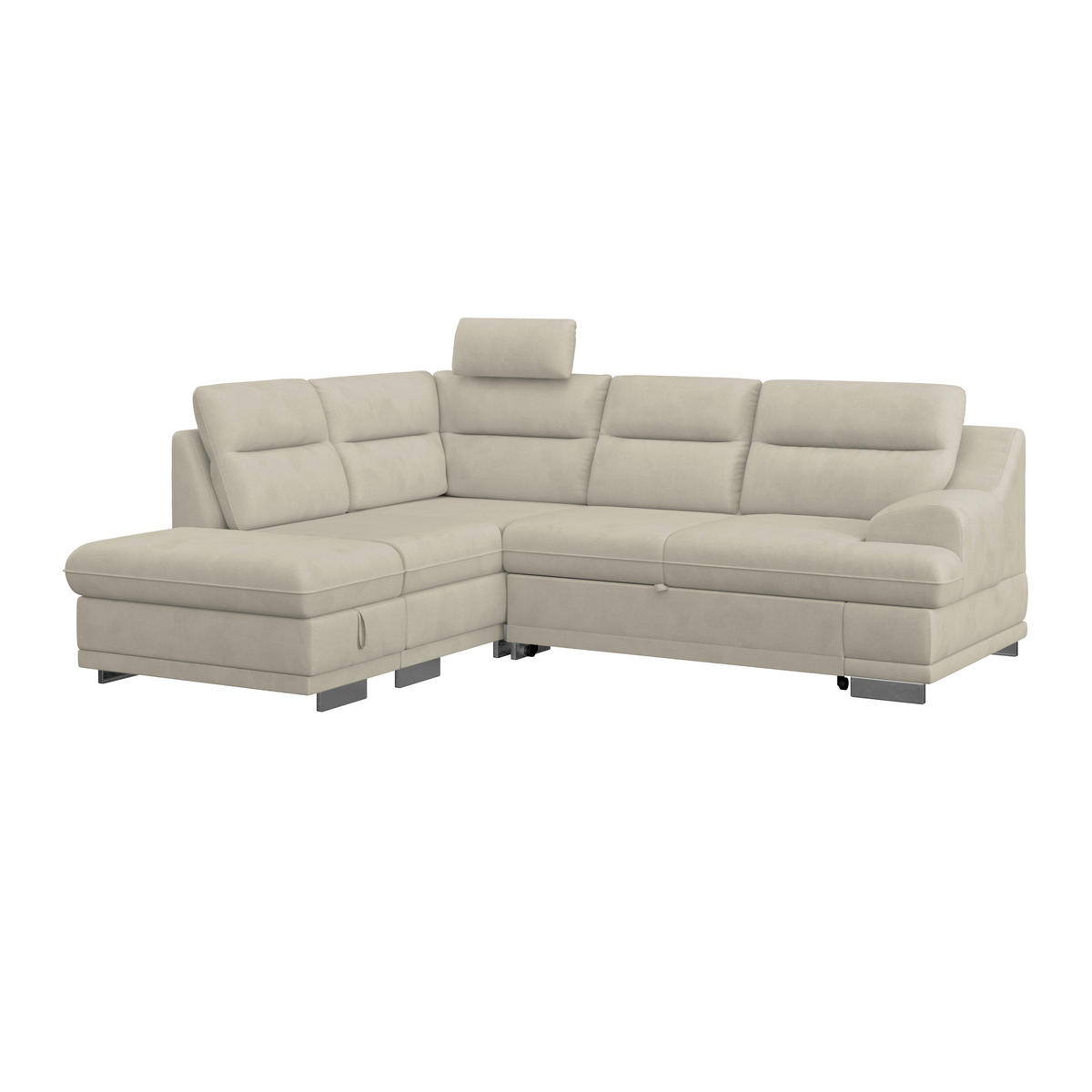 WOHNLANDSCHAFT in Velours Platinfarben  - Platinfarben/Chromfarben, Konventionell, Textil/Metall (217/264cm) - MID.YOU