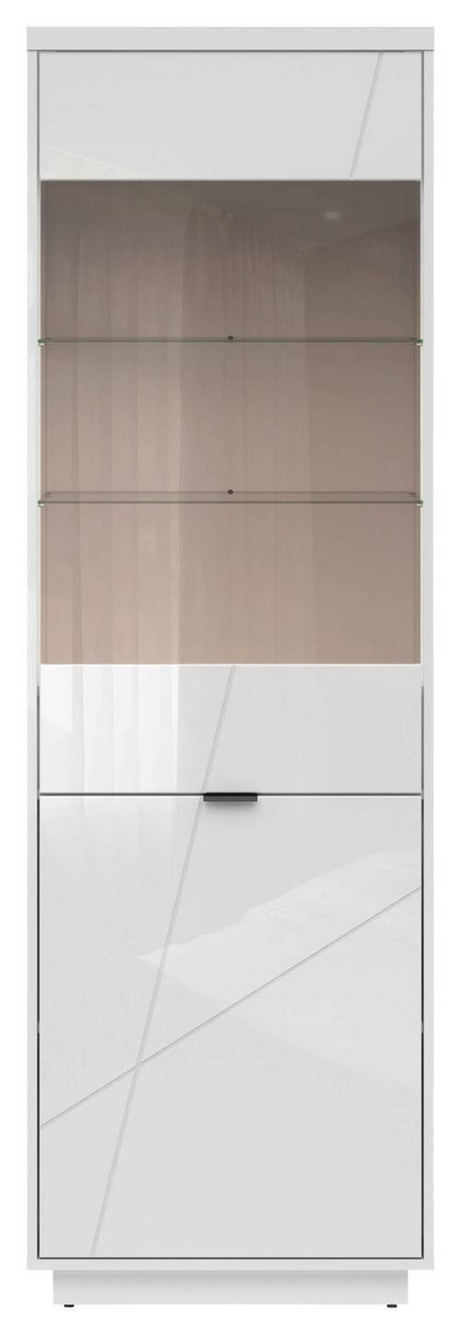 VITRINA, bela, bela, visoki sijaj - črna/bela, Design, kovina/umetna masa (64/200,5/42,5cm) - Livetastic