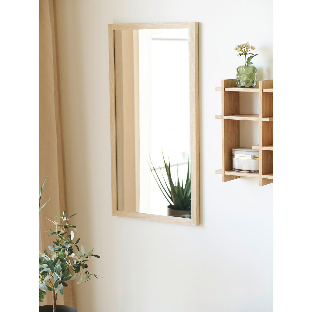 WANDSPIEGEL 45/75/2,5 cm    in rechteckig  - Klar/Naturfarben, Basics, Glas/Holzwerkstoff (45/75/2,5cm)