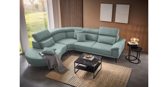 ECKSOFA in Velours Mintgrün  - Schwarz/Mintgrün, Design, Textil/Metall (264/299cm) - Novel