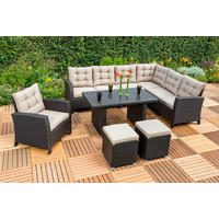 GARTENSET 5-teilig  - Beige/Braun, MODERN, Kunststoff/Metall - Gardenson