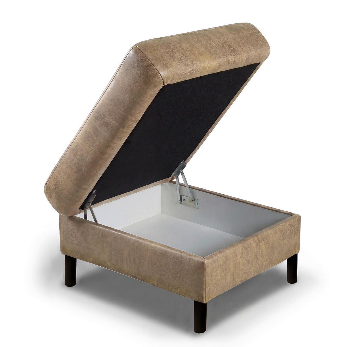 HOCKER Textil, Leder Graubraun  - Graubraun, Design, Leder/Textil (70/48/60cm) - Livetastic