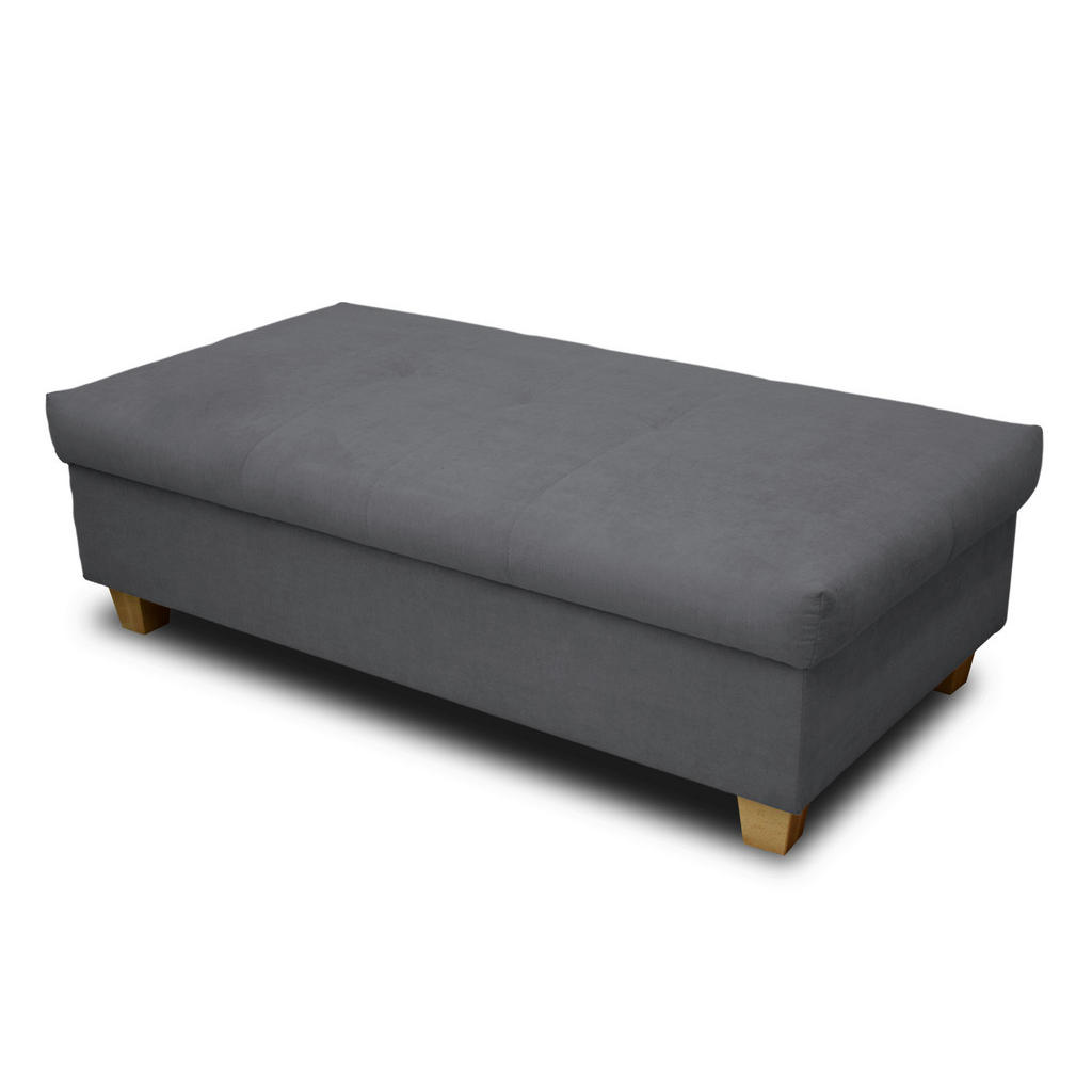 Thumbnail - Mid.you Hocker, Dunkelgrau, Textil, Eiche, Uni, rechteckig, 140x42x80 cm, Made in Europe, FSC Mix, Wohnzimmer, Hocker, S...