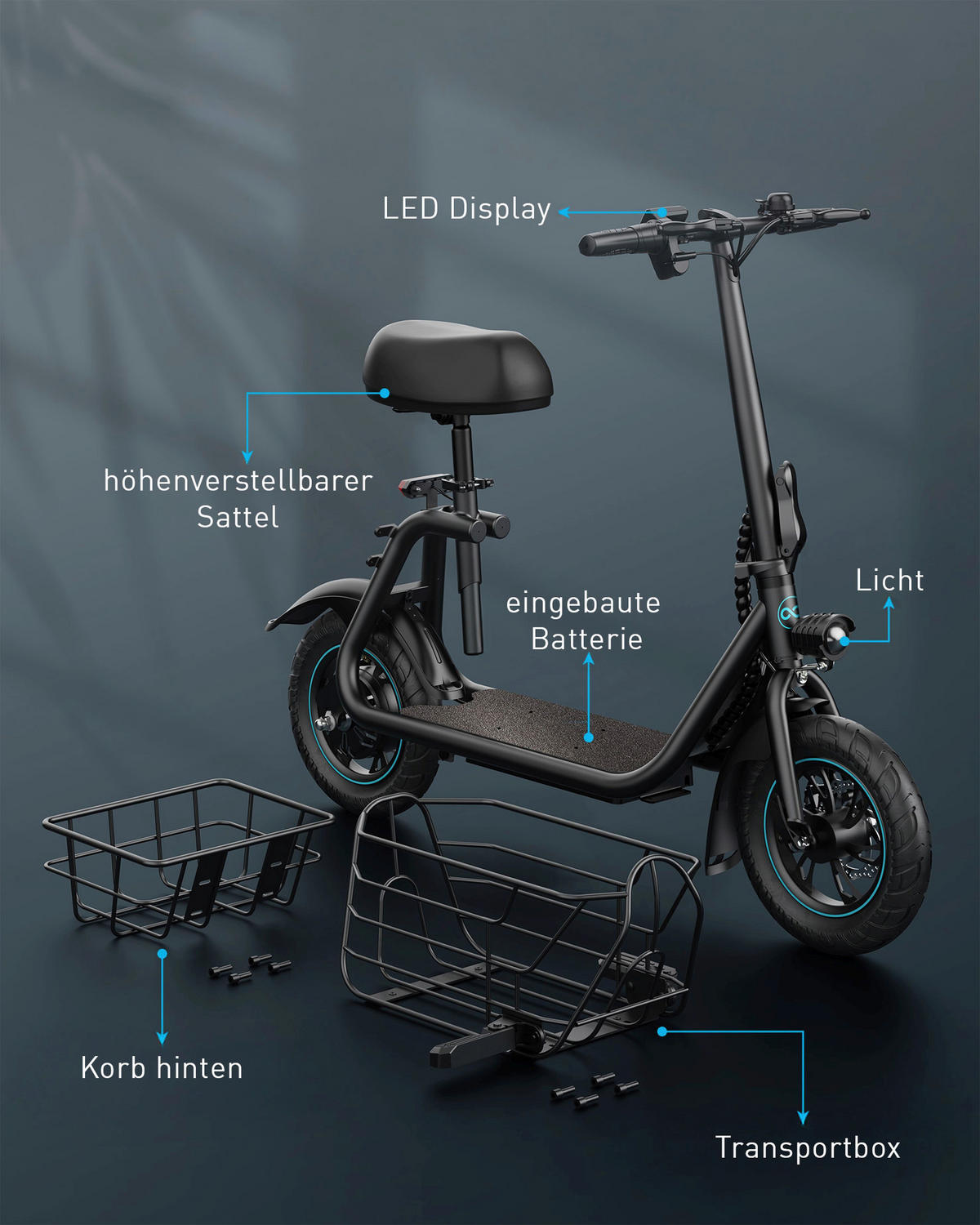 ELEKTROSCOOTER GYROOR EKS 88 CE  - Schwarz, KONVENTIONELL, Metall (123/53,5/99cm)