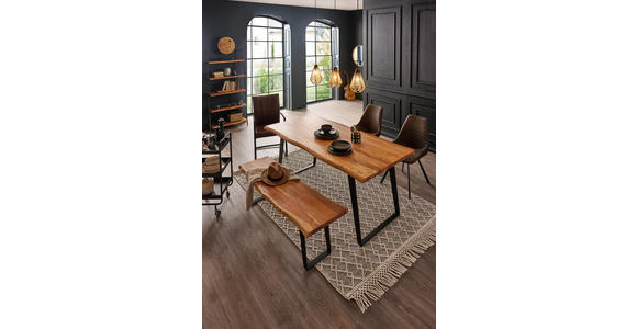 ESSTISCH in Holz, Metall 175/90/76 cm - Schwarz/Akaziefarben, KONVENTIONELL, Holz/Metall (175/90/76cm) - Ambia Home
