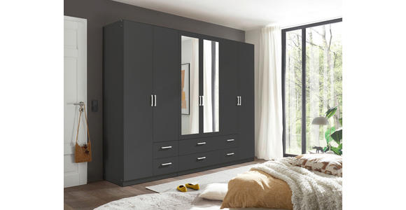 DREHTÜRENSCHRANK in Graphitfarben - Alufarben/Graphitfarben, KONVENTIONELL, Glas/Holzwerkstoff (271/210/54cm) - Carryhome