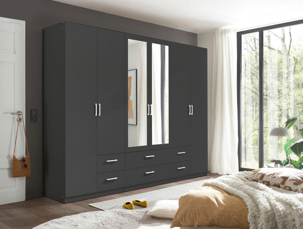 ORMAR S KLASIČNIM VRATIMA     - boje grafita/boje aluminija, Konvencionalno, staklo/drvni materijal (271/210/54cm) - Carryhome