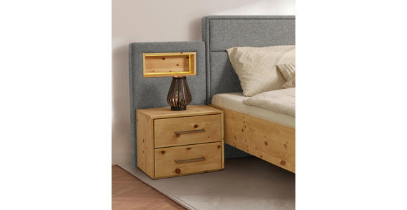 BETT 160/200 cm in Zirbelkieferfarben, Beige - Zirbelkieferfarben/Beige, Natur, Holz/Textil (160/200cm) - Valnatura
