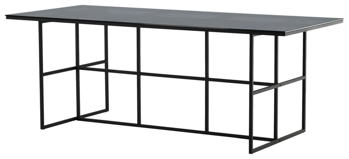 ESSTISCH in Metall, Glas 200/90/74 cm  - Schwarz, Design, Glas/Metall (200/90/74cm) - Livetastic