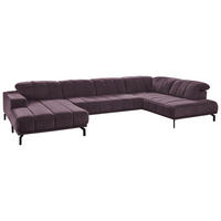 WOHNLANDSCHAFT Lila Velours  - Lila/Schwarz, Design, Textil/Metall (195/383/219cm) - Beldomo Style