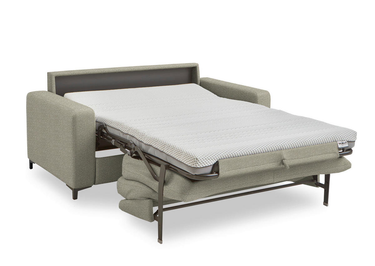 SCHLAFSOFA Webstoff Beige Armteil rechts, Armteil links, Rückenfutter, Schlafen auf Sitzhöhe, Stoffauswahl, Fussart wählbar  - Beige/Schwarz, Konventionell, Textil/Metall (196/87/103cm) - Dieter Knoll