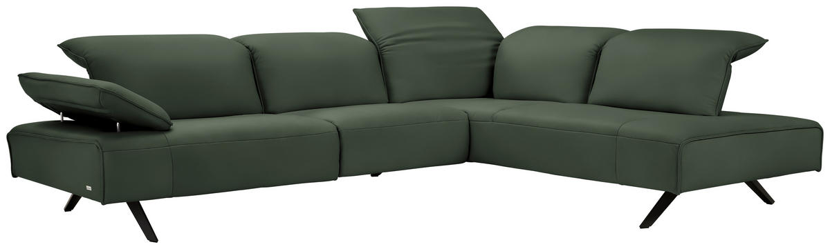 ECKSOFA Echtleder Grün  - Anthrazit/Grün, Design, Leder/Metall (290/230cm) - Johann Jakob