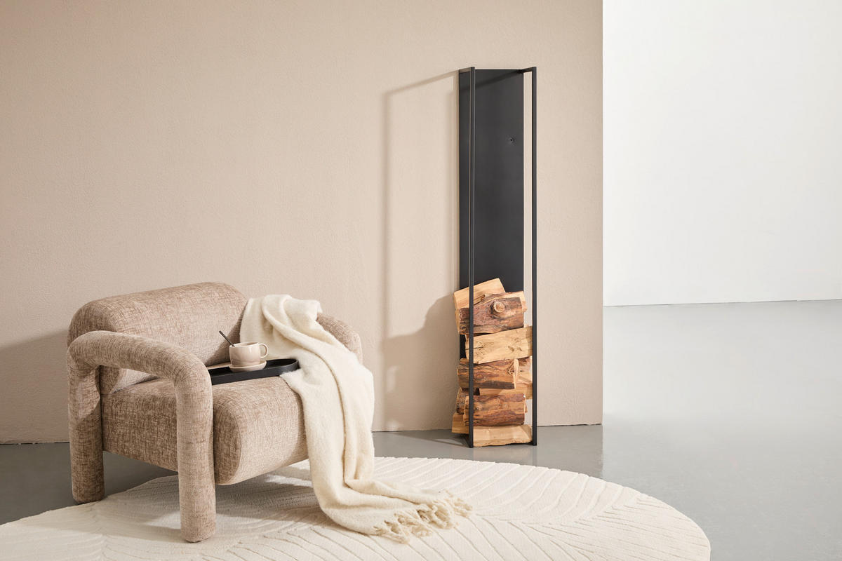 KAMINHOLZREGAL 25/140/25 cm  Metall  - Schwarz, Basics, Metall (25/140/25cm) - Landscape