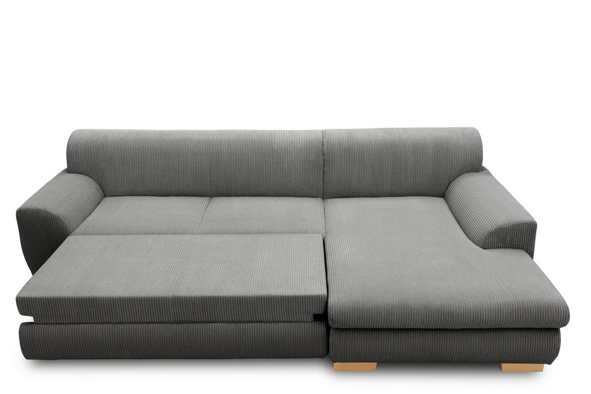ECKSCHLAFSOFA NIKA Grau Webstoff  - Silberfarben/Grau, Basics, Holz/Textil (277/156cm) - MID.YOU