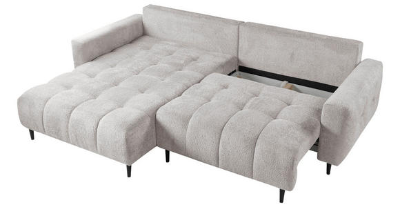 ECKSOFA Ecru Chenille  - Ecru/Schwarz, KONVENTIONELL, Holz/Textil (180/266cm) - Carryhome
