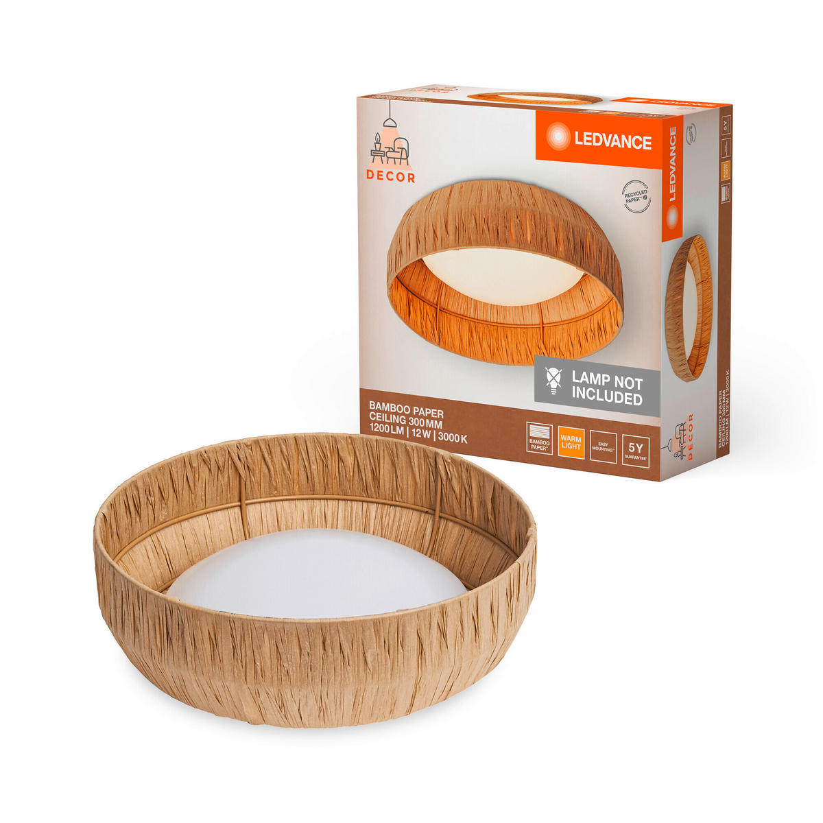 LED-DECKENLEUCHTE 30/10 cm   - Braun, Natur, Naturmaterialien/Metall (30/10cm) - Ledvance