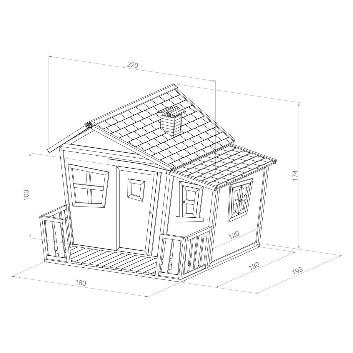SPIELHAUS 220/174/193 cm  - Braun/Weiß, KONVENTIONELL, Holz (220/174/193cm) - Ambia Garden