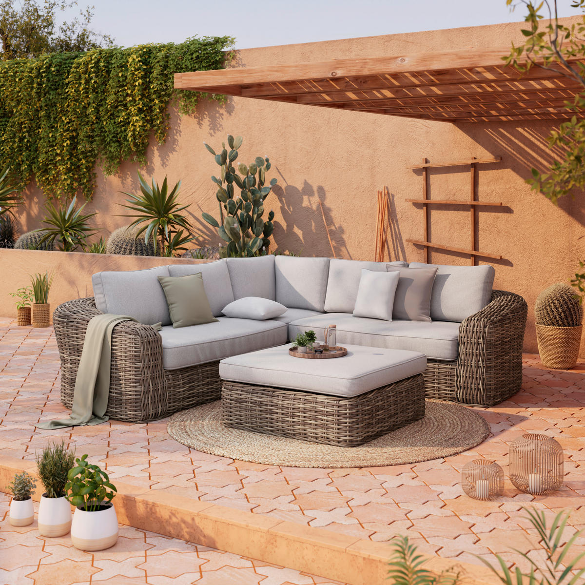 LOUNGEGARNITUR   266/73/266 cm Akazie Aluminium  - Naturfarben, Natur, Holz/Kunststoff (266/73/266cm) - Ambia Garden