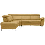 ECKSOFA in Flachgewebe, Mikrofaser Bernsteinfarben  - Beige/Bernsteinfarben, Design, Textil/Metall (242/271cm) - Cantus