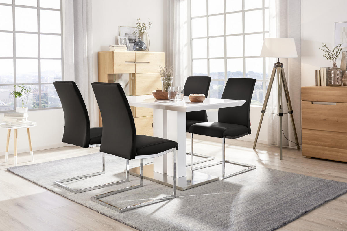 JÍDELNÍ STŮL, bílá, barvy nerez oceli, 120/80/76 cm - bílá/barvy nerez oceli, Design, kov/kompozitní dřevo (120/80/76cm) - Novel