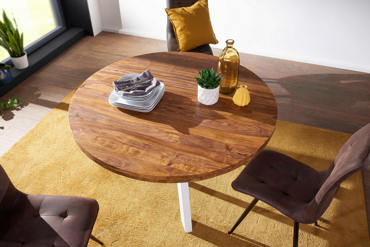 ESSTISCH in Holz  - Sheeshamfarben/Weiß, Design, Holz/Metall (130/77cm) - MID.YOU
