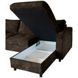 ECKSOFA  in Flachgewebe Dunkelbraun  - Dunkelbraun/Schwarz, KONVENTIONELL, Textil/Metall (252/162cm) - Carryhome
