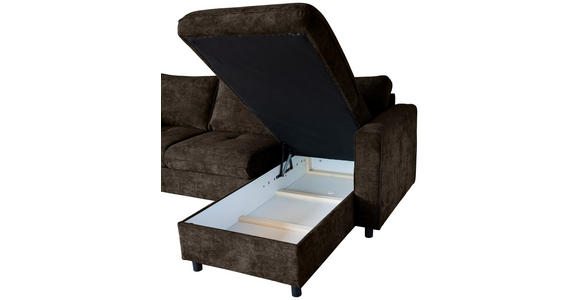 ECKSOFA  in Flachgewebe Dunkelbraun  - Dunkelbraun/Schwarz, KONVENTIONELL, Textil/Metall (252/162cm) - Carryhome
