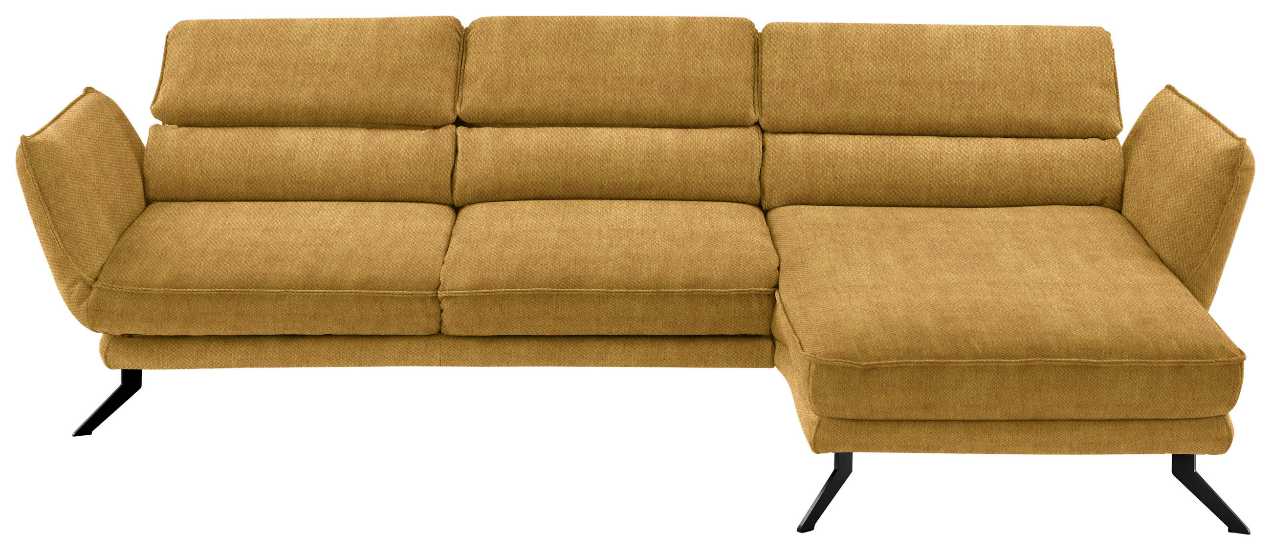 ECKSOFA in Velours Currygelb  - Currygelb/Schwarz, Design, Textil/Metall (283/153cm) - Valdera