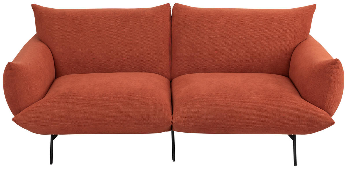 SOFA Mikrofaser Terracotta  - Terracotta/Schwarz, Trend, Textil/Metall (185/77/83cm) - P & B