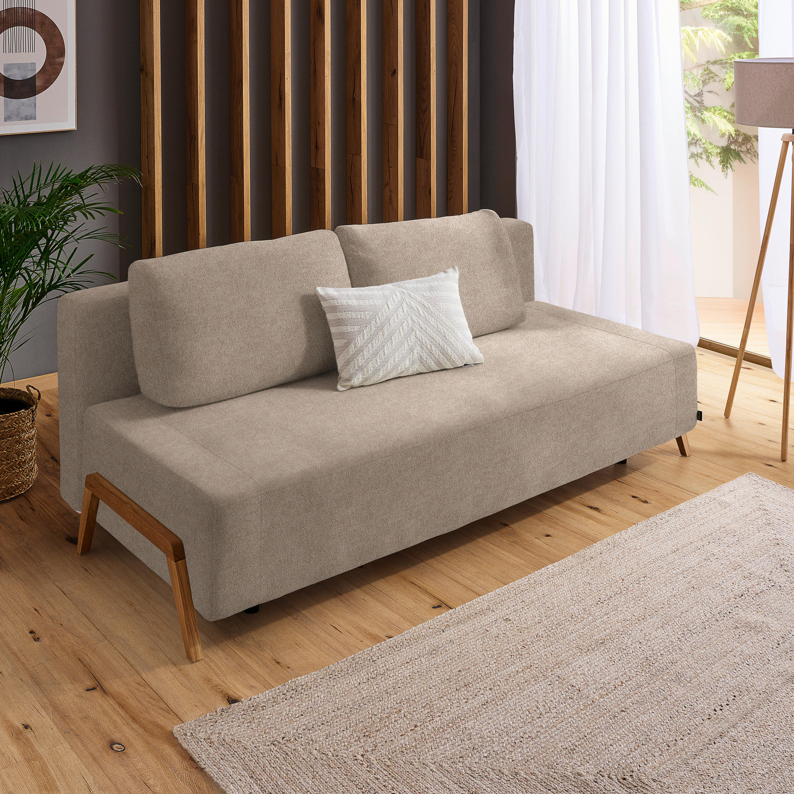 SCHLAFSOFA in Textil Beige  - Beige/Naturfarben, Design, Holz/Textil (211/88/102cm) - Niels Andersson