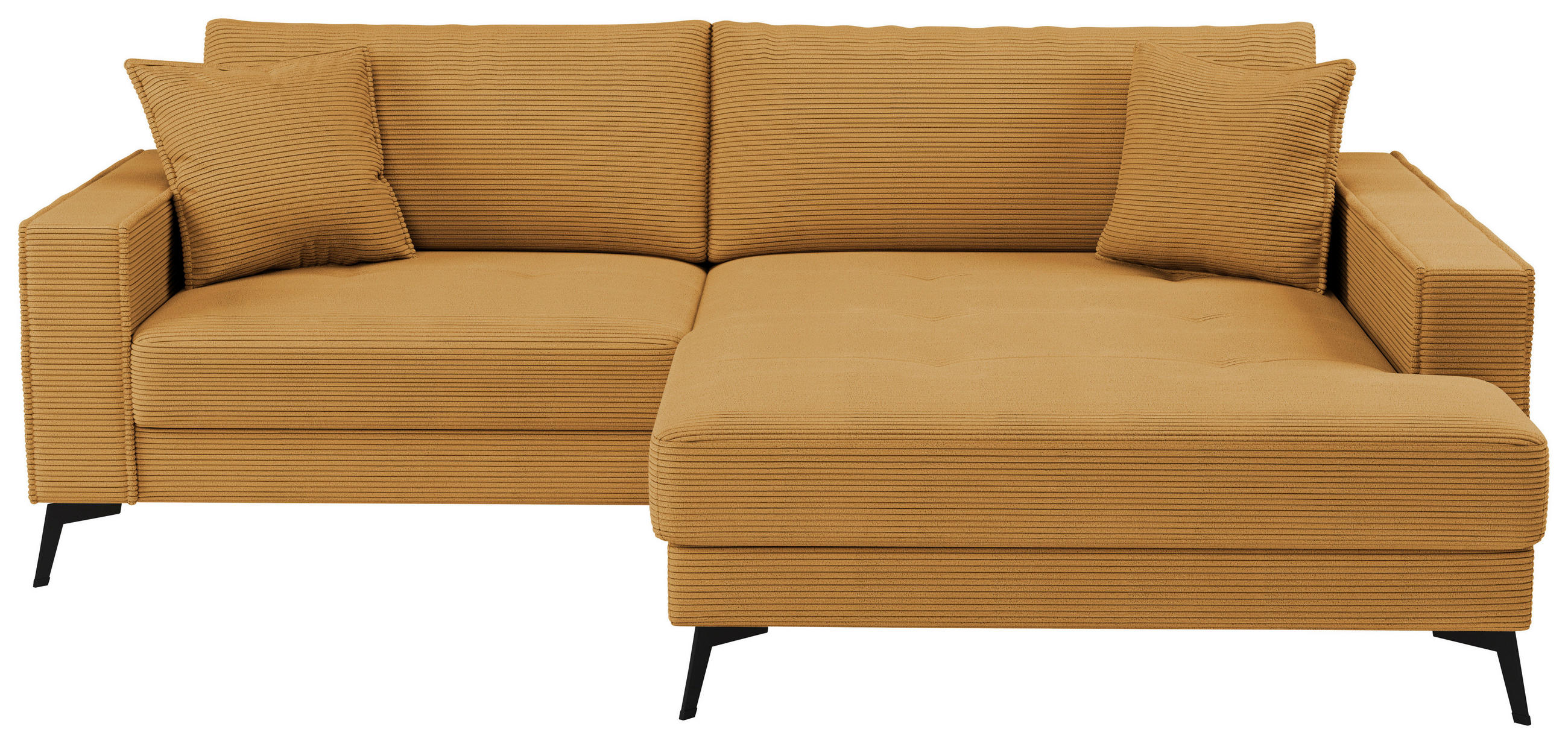 ECKSOFA TED Senfgelb Cord Zierkissen  - Senfgelb/Schwarz, Trend, Textil/Metall (228/174cm) - P & B