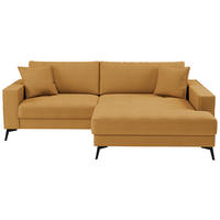 ECKSOFA TED Senfgelb Cord Zierkissen  - Senfgelb/Schwarz, Trend, Textil/Metall (228/174cm) - P & B