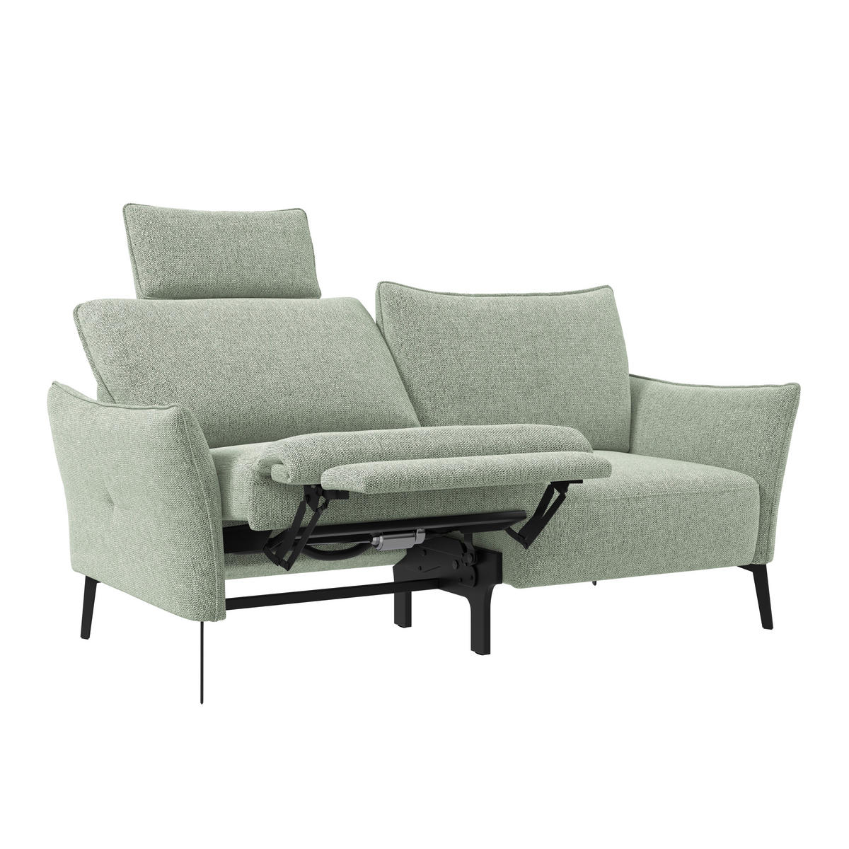 3-SITZER-SOFA Chenille Greige  - Greige/Schwarz, Konventionell, Textil/Metall (184/90/92cm) - Elegando