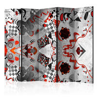SKÄRMVÄGG  i trä, textil  grå, röd  - röd/grå, Basics, trä/textil (225/172/3cm) - artgeist