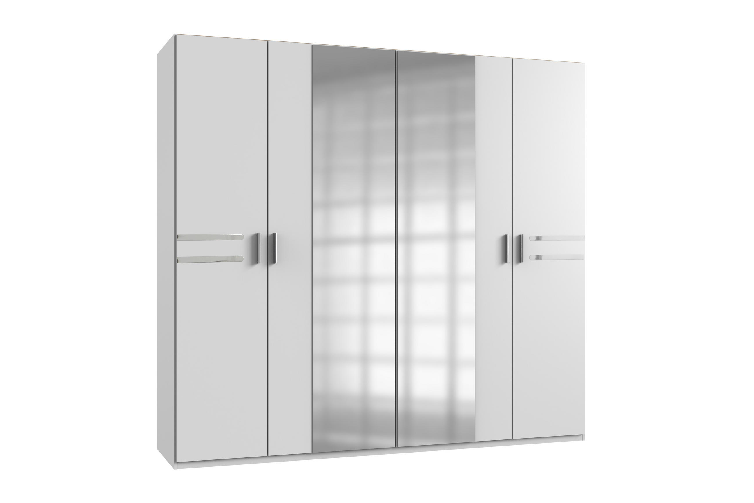 DULAP CU UȘI ROTATIVE alb, culoare crom  - alb/culoare crom, Basics, plastic/material pe bază de lemn (225/210/58cm) - Carryhome