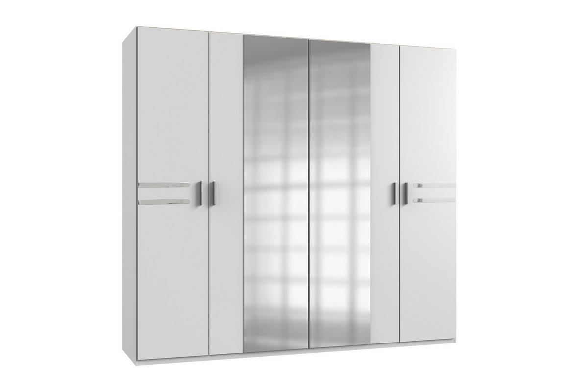 DULAP CU UȘI ROTATIVE alb, culoare crom  - alb/culoare crom, Basics, plastic/material pe bază de lemn (225/210/58cm) - Carryhome
