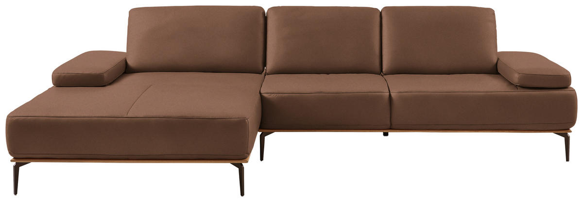 ECKSOFA Echtleder Braun  - Bronzefarben/Braun, Design, Leder/Holz (176/314cm) - Valnatura