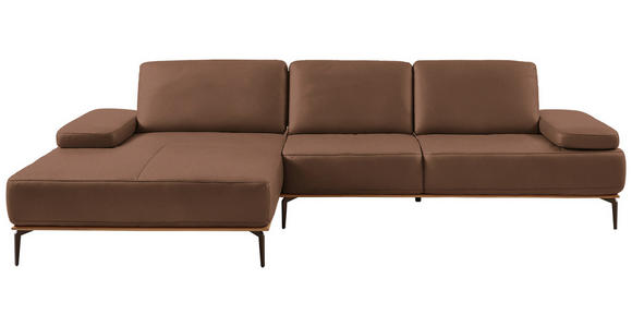 ECKSOFA 16580 Sprint in Echtleder Braun  176/314 cm  - Bronzefarben/Braun, Design, Leder/Holz (176/314cm) - Valnatura