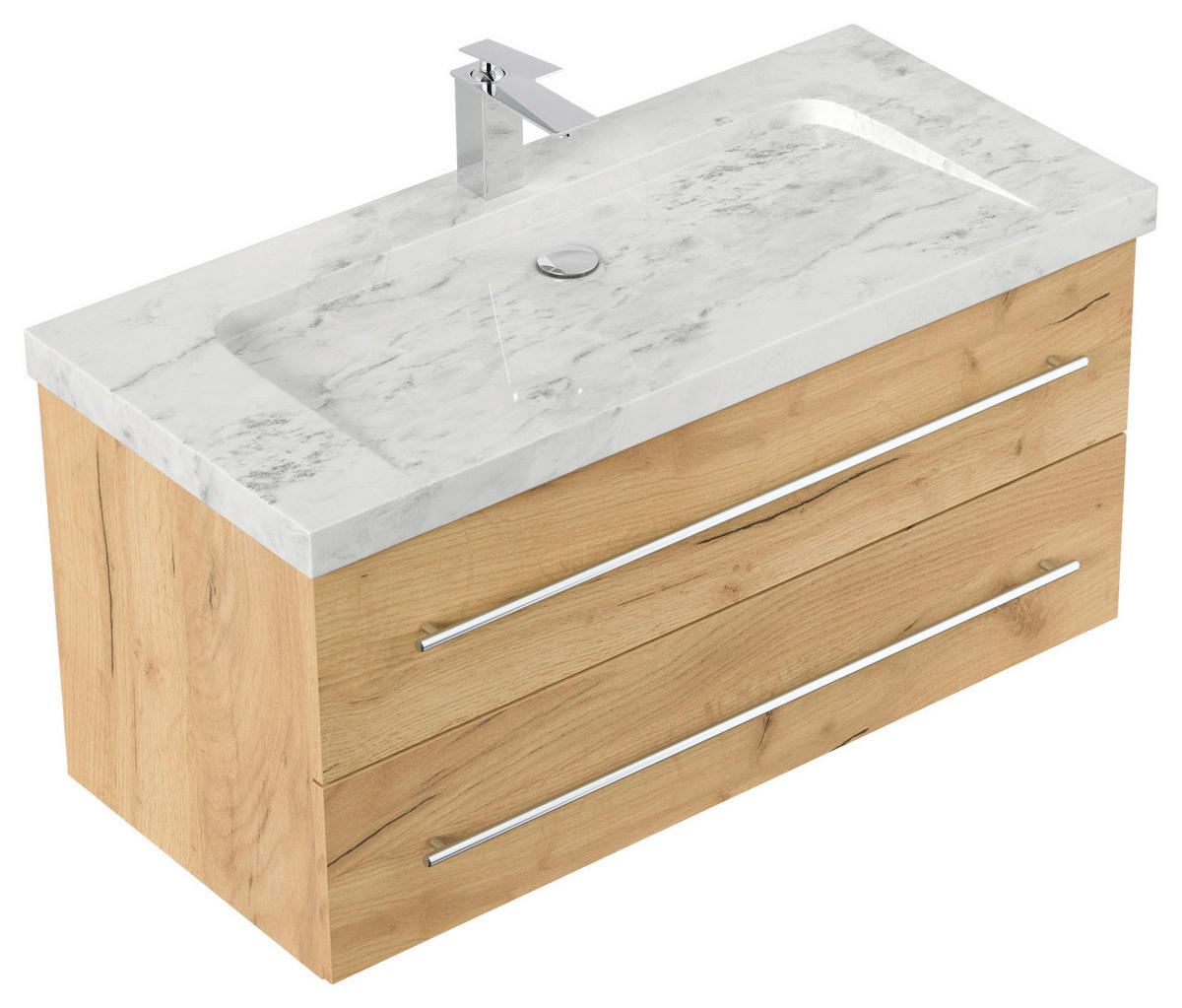 WASCHTISCHKOMBI 100 cm  - Eichefarben/Weiß, Basics, Holzwerkstoff/Stein (100cm) - MID.YOU