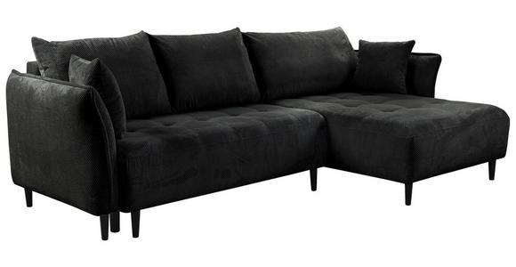 ECKSOFA  in Chenille Schwarz  - Schwarz, KONVENTIONELL, Holz/Textil (290/160cm) - Carryhome