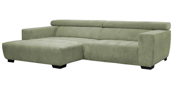 ECKSOFA in Webstoff Olivgrün  - Schwarz/Olivgrün, KONVENTIONELL, Textil/Metall (182/279cm) - Hom`in