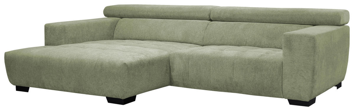 ECKSOFA in Webstoff Olivgrün  - Schwarz/Olivgrün, Konventionell, Textil/Metall (182/279cm) - Hom`in